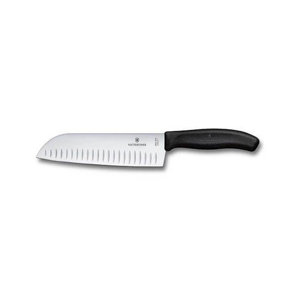 Victorinox Swiss Classic 17cm Santoku Knife Fluted Blade Black (6852317B)