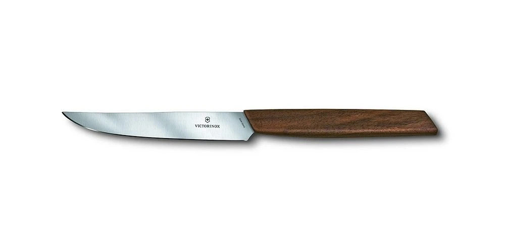 Victorinox Swiss Modern Walnut 12cm Steak Knife 2 Piece Set Straight Edge (6900012G) - Image 2