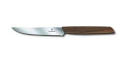 Victorinox Swiss Modern Walnut 12cm Steak Knife 2 Piece Set Serrated Edge (6900012WG)