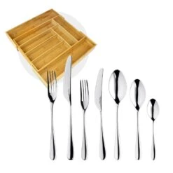 Robert Welch Arden Bright V Cutlery Set 56 Piece With Free Large Cutlery Tray