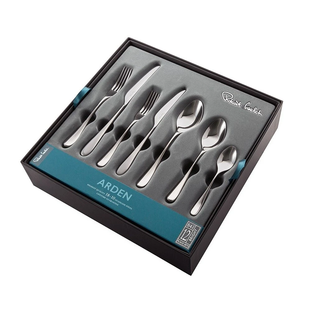 Robert Welch Arden Bright V Cutlery Set 84 Piece With Free Large Cutlery Tray - Image 8