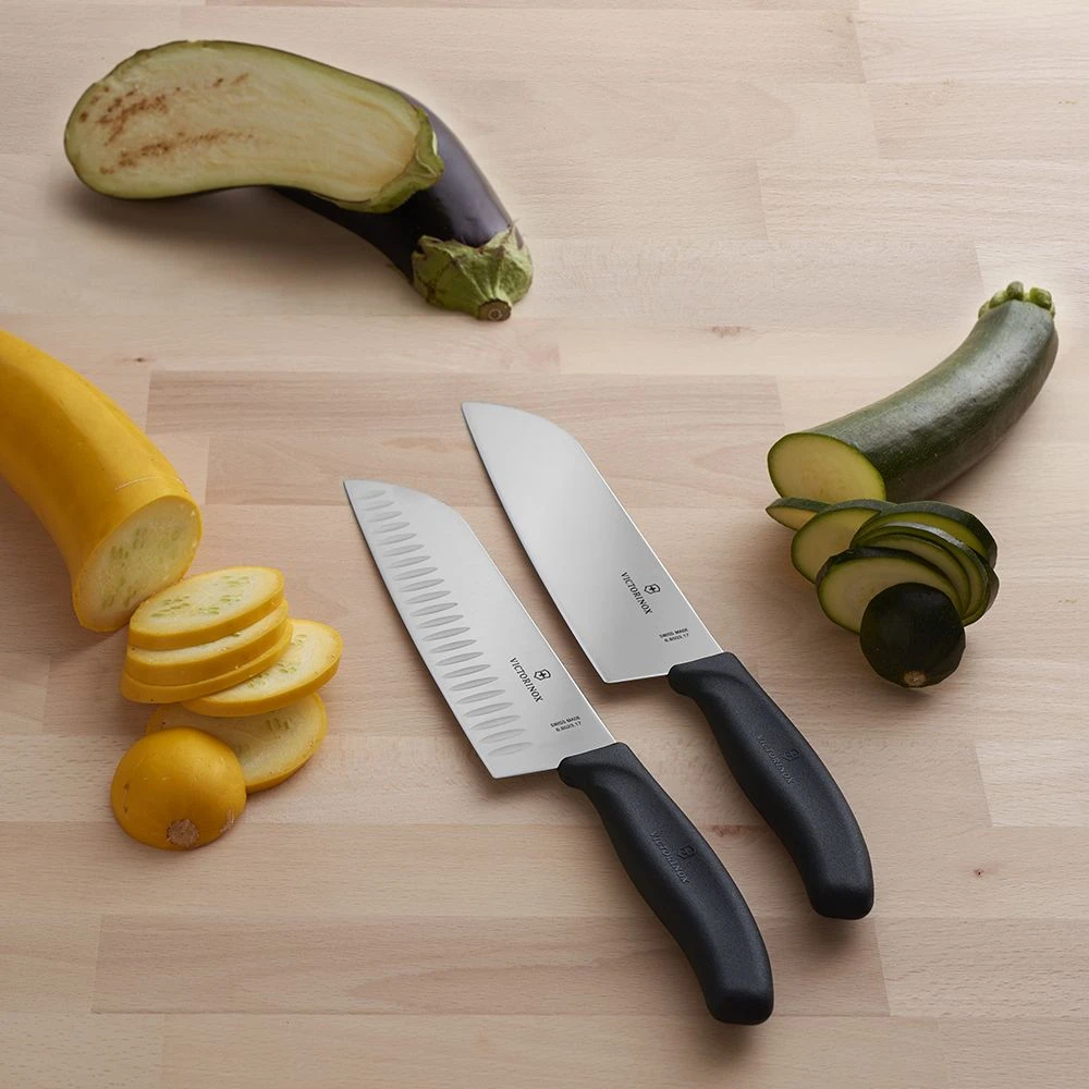 Victorinox Swiss Classic 17cm Santoku Knife Fluted Blade Yellow (6852617L8B) - Image 6