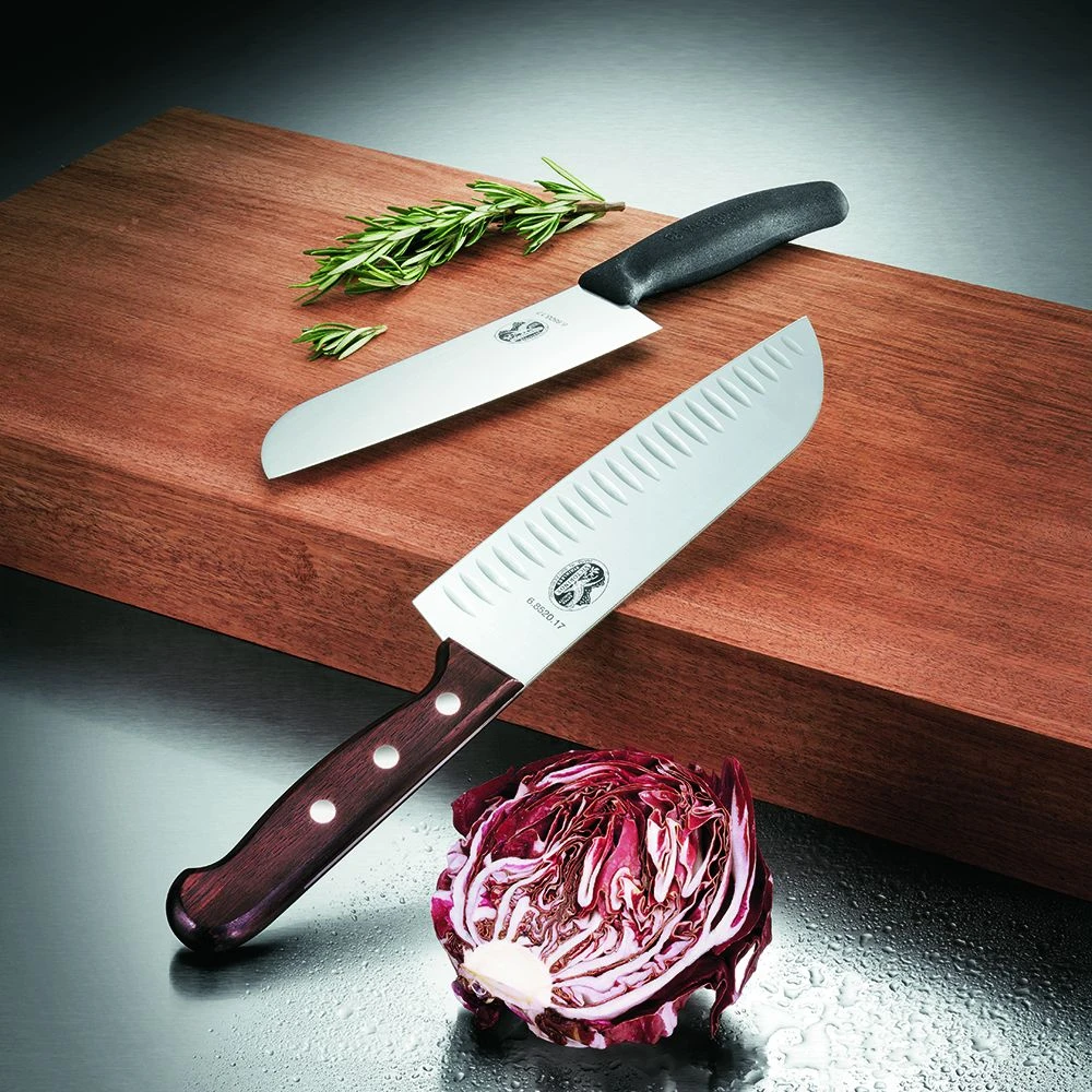 Victorinox Swiss Classic 17cm Santoku Knife Fluted Blade Black (6852317B) - Image 5