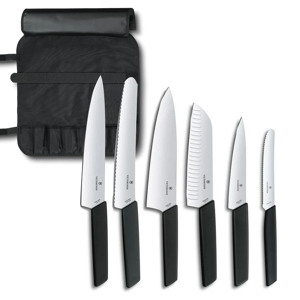 Victorinox Swiss Modern Black Exclusive Case Roll Set (EXCLUMODERNBLACKMAG)