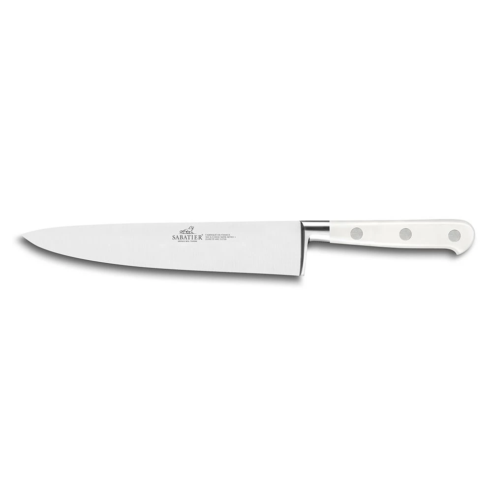 Lion Sabatier® Ideal Toque Blanche White Block & 5pc Knife Set (White Handle With Stainless Steel Rivets) - Image 4