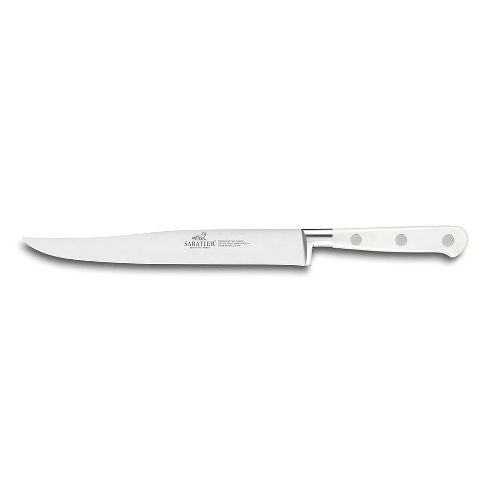 Lion Sabatier® Ideal Toque Blanche White Block & 5pc Knife Set (White Handle With Stainless Steel Rivets) - Image 5