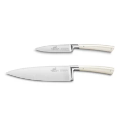 Lion Sabatier® Edonist Perle 2 Piece Knife Set - 10cm Paring Knife & 20cm Cooks Knife (Pearl Handle With Stainless Steel Rivets)