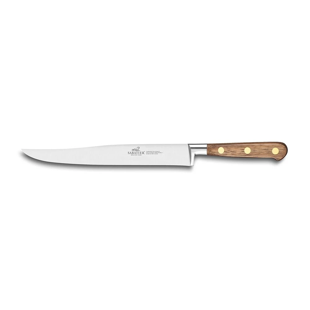 Lion Sabatier® Ideal Perigord 20cm Yatagan Carving Knife (Walnut Handle With Brass Rivets)
