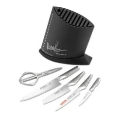 Global Michel Roux Jr GR52/BRW6 - 6 Piece Black Knife Block Set (GR52/BRW6)