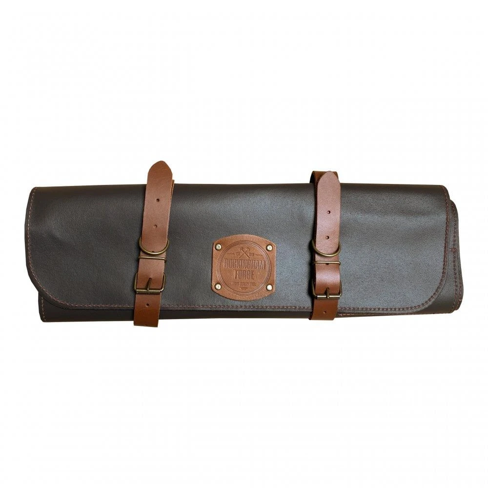 Rockingham Forge Leather Knife Roll In Brown With 5 Knife Slots