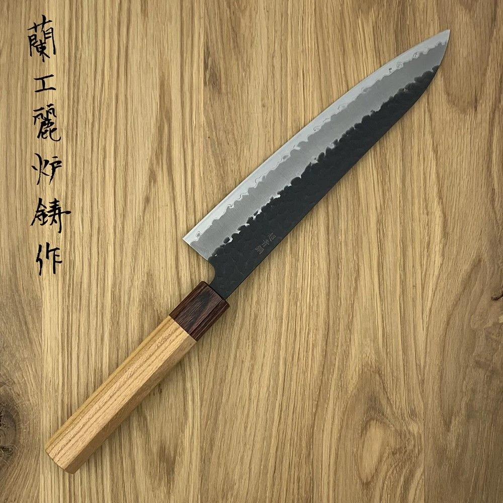 Sakai Takayuki Aogami Super Kurouchi Hammered WA Japanese 210mm Gyuto Knife - Image 2