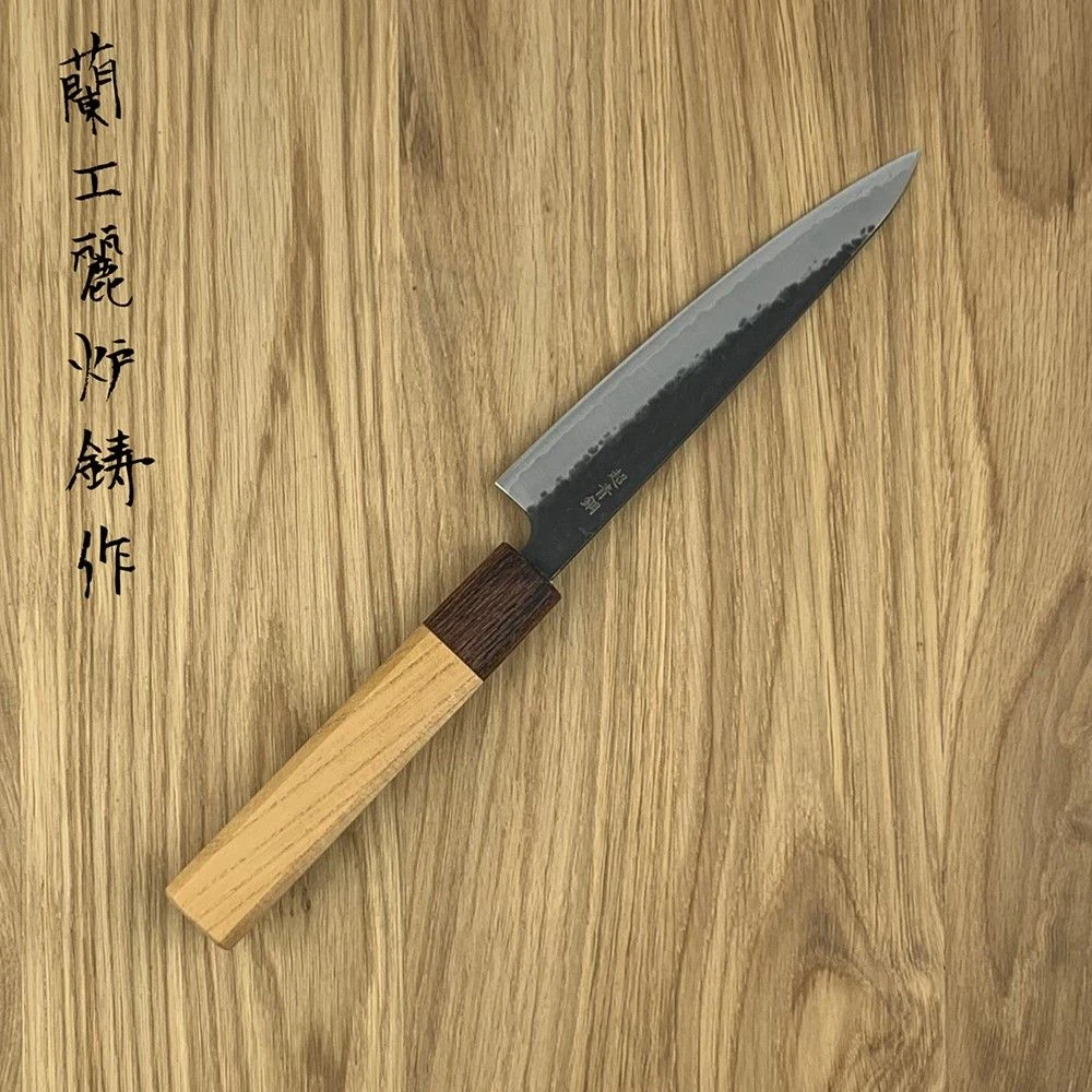Sakai Takayuki Aogami Super Kurouchi Hammered WA Japanese 135mm Utility Knife - Image 2