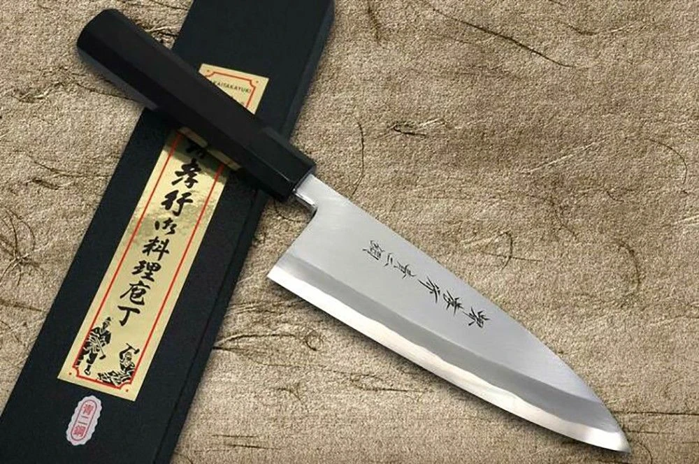 Sakai Takayuki Aoniko Blue 2 Steel Ebony Handle Japanese Chef's Deba Knife 150mm - Image 6