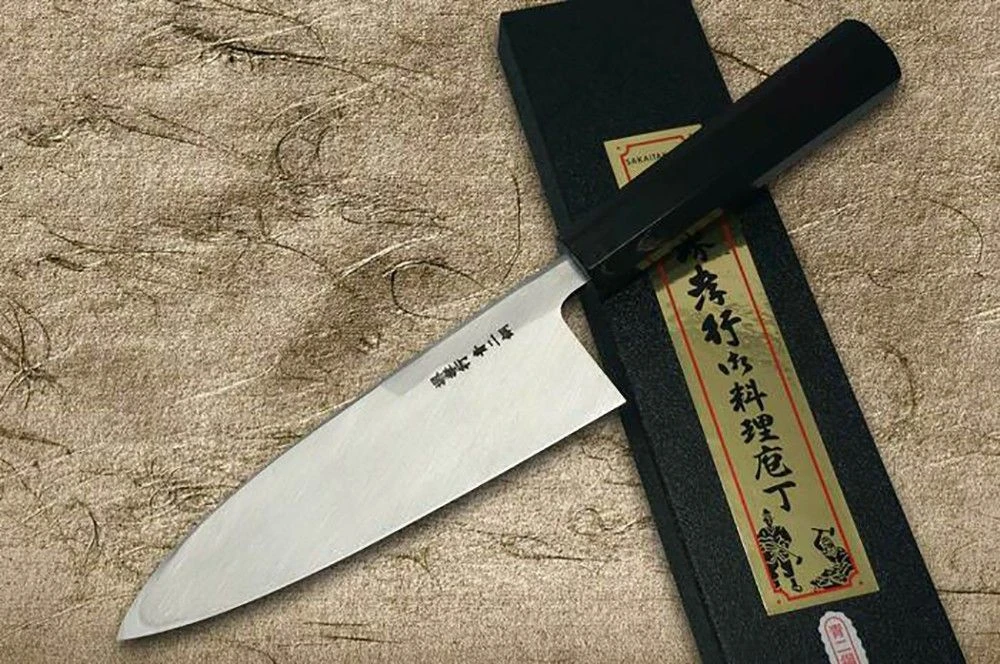 Sakai Takayuki Aoniko Blue 2 Steel Ebony Handle Japanese Chef's Deba Knife 180mm - Image 5