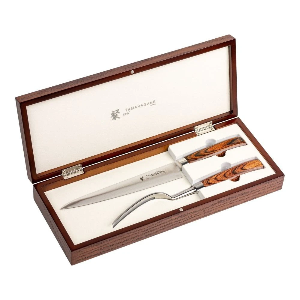 Tamahagane San Tsubame Wood 2 Piece Carving Set In Case (SN-2122)