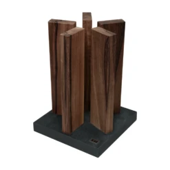 Kai Shun Kai Magnet Knife Block "Stonehenge" - Walnut/Stainless Steel (KAI-STH-4)