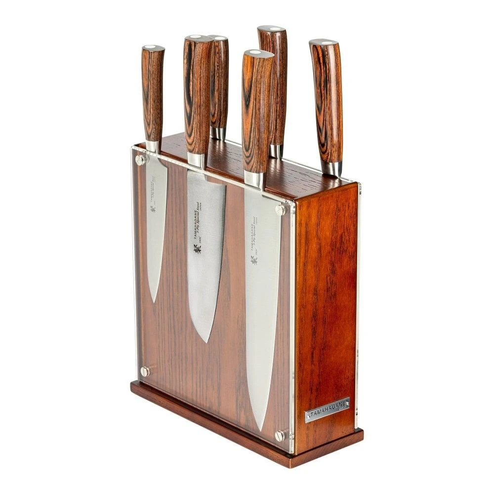 Tamahagane San Tsubame Wood 6 Piece Knife Block Set (SN-116M/SET7)